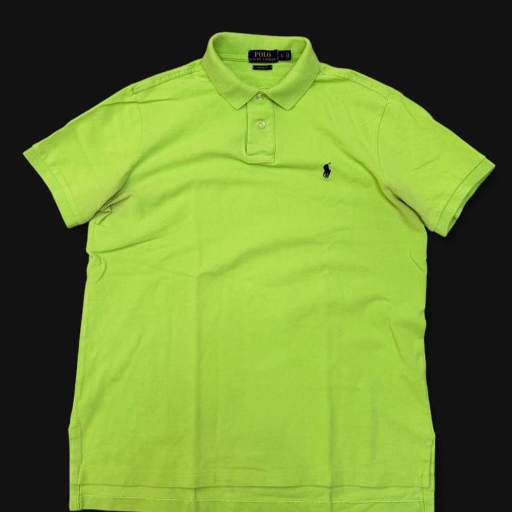 Polo Ralph Lauren Custom Fit Lime Green Mesh Short Sleeve Polo Shirt Mens Large